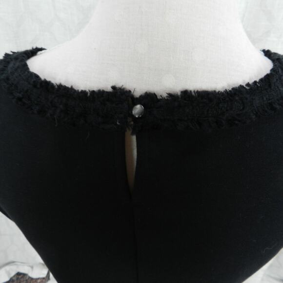 J. Crew Black Lace Tweed‎ Fringe Shell Sz M Womens - Picture 6 of 12